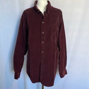 Naturalife Burgundy Corduroy Button Down Shirt Size 2X Oversized Outdoor Casual